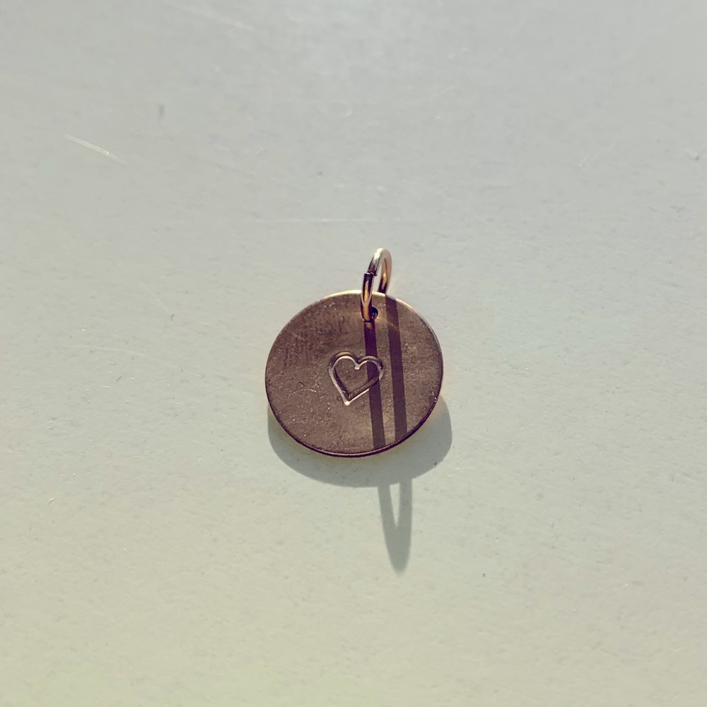 South moon under heart disc necklace charm